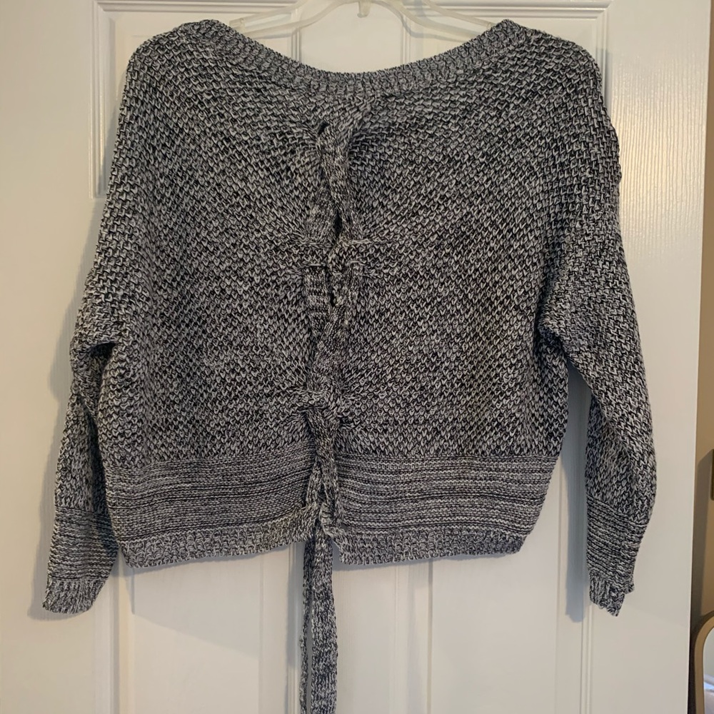 Lace Up Split Back Sweater - image 6